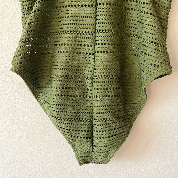 Robin Piccone Olive Green Crochet One Piece Swimsuit - Picture 6 of 7
